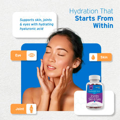 Hyalogic Hyaluronic Acid Gummies bottle close-up showing mixed berry flavor.