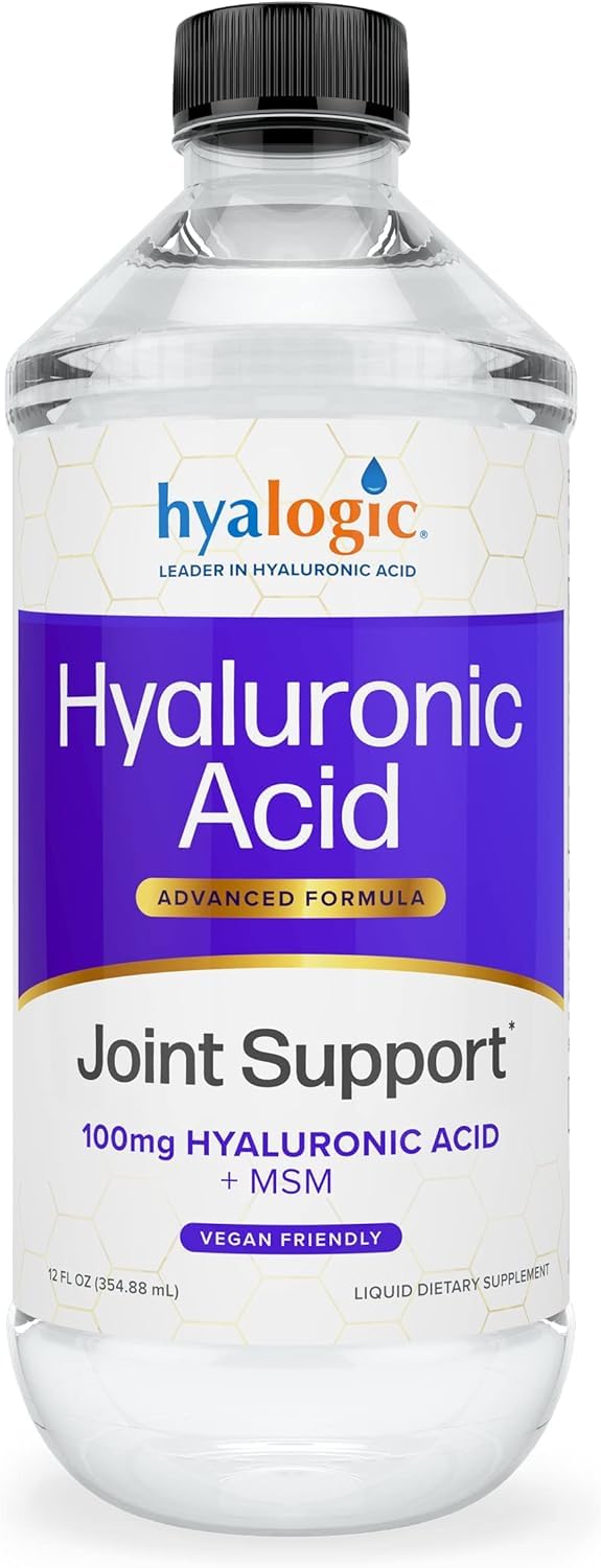 Hyalogic Hyaluronic Acid Liquid bottle designed for daily joint hydration and comfort.
