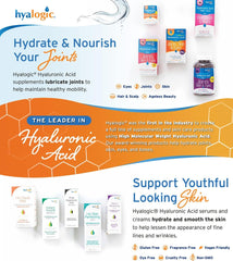 Hyalogic Hyaluronic Acid Liquid bottle highlighting vegan formula and quality.