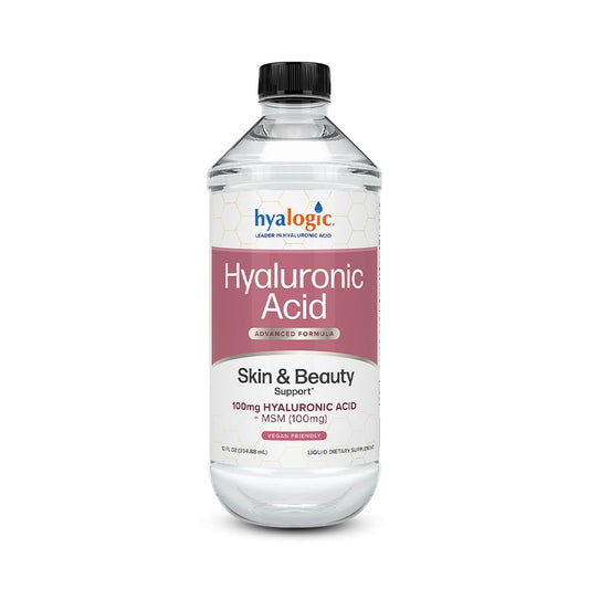 Hyalogic Liquid Hyaluronic Acid Supplement bottle for inner hydration.