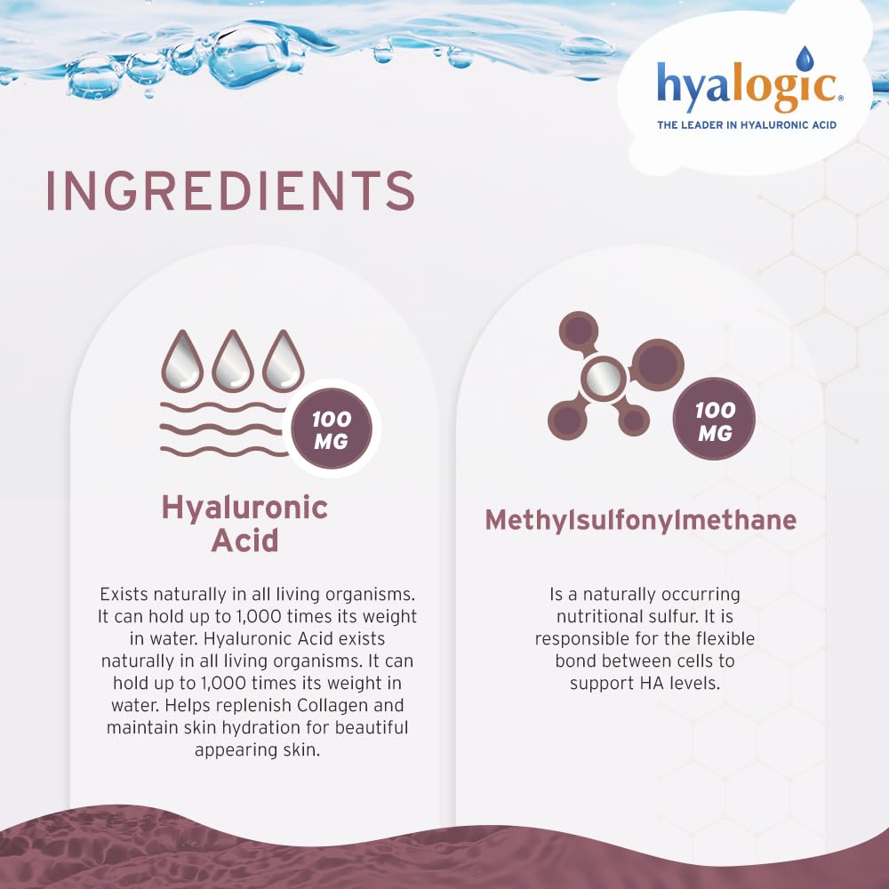 Hyalogic liquid supplement dropper ready for daily hydration routine.