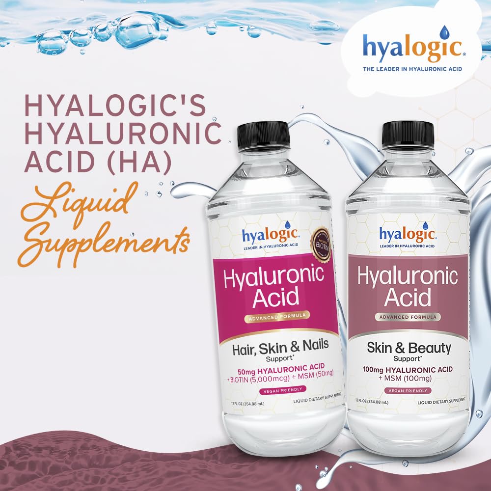 Hyalogic formula ingredients chart for skin hydration benefits.