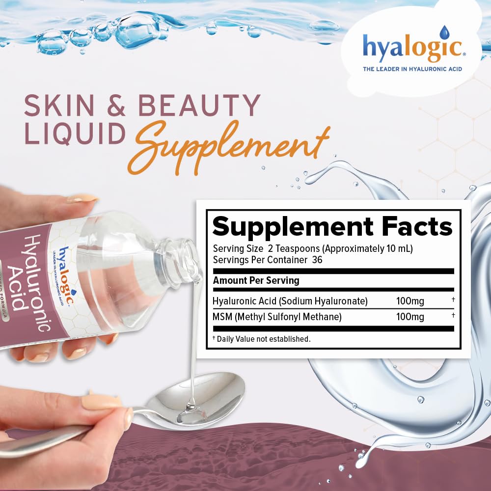 Hyalogic label close-up showing HA and MSM for skin hydration.