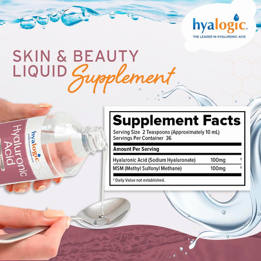 Hyalogic label close-up showing HA and MSM for skin hydration.