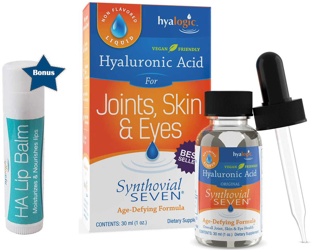 Hyalogic Synthovial Seven bottle pour showing internal hydration potential