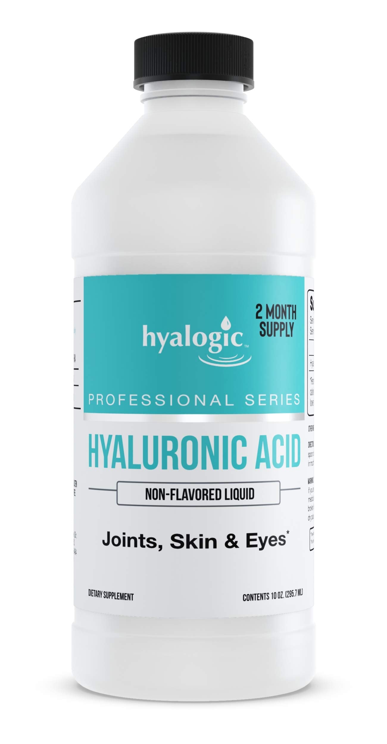 Hyalogic Professionals Series HA bottle shown for daily skin and joint hydration.