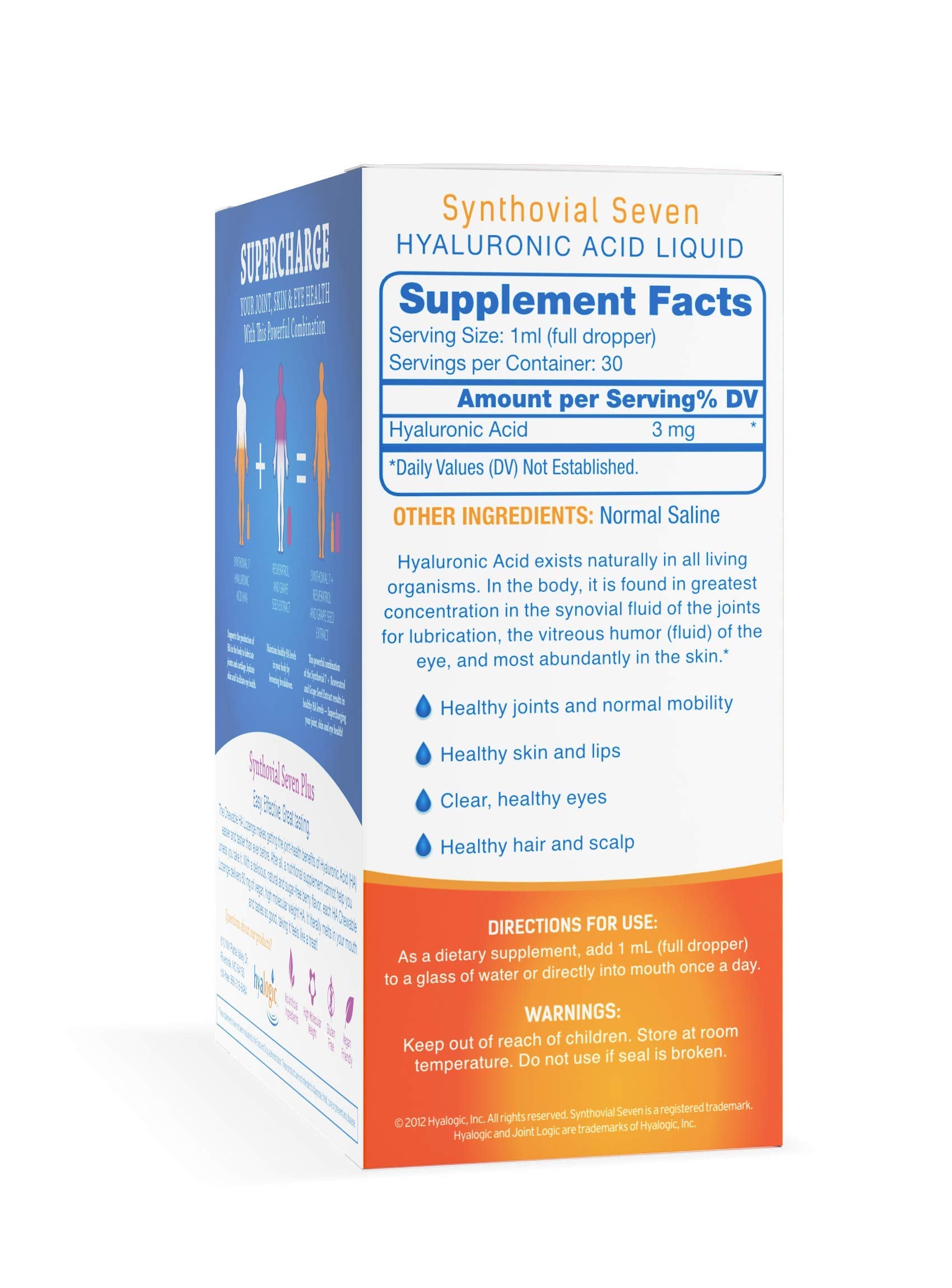 Synthovial Seven label detail highlights vegan formula and Resveratrol.