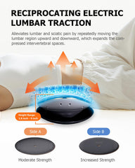 Hybodies Lumbar Traction Device heating area active for soothing warmth during session.