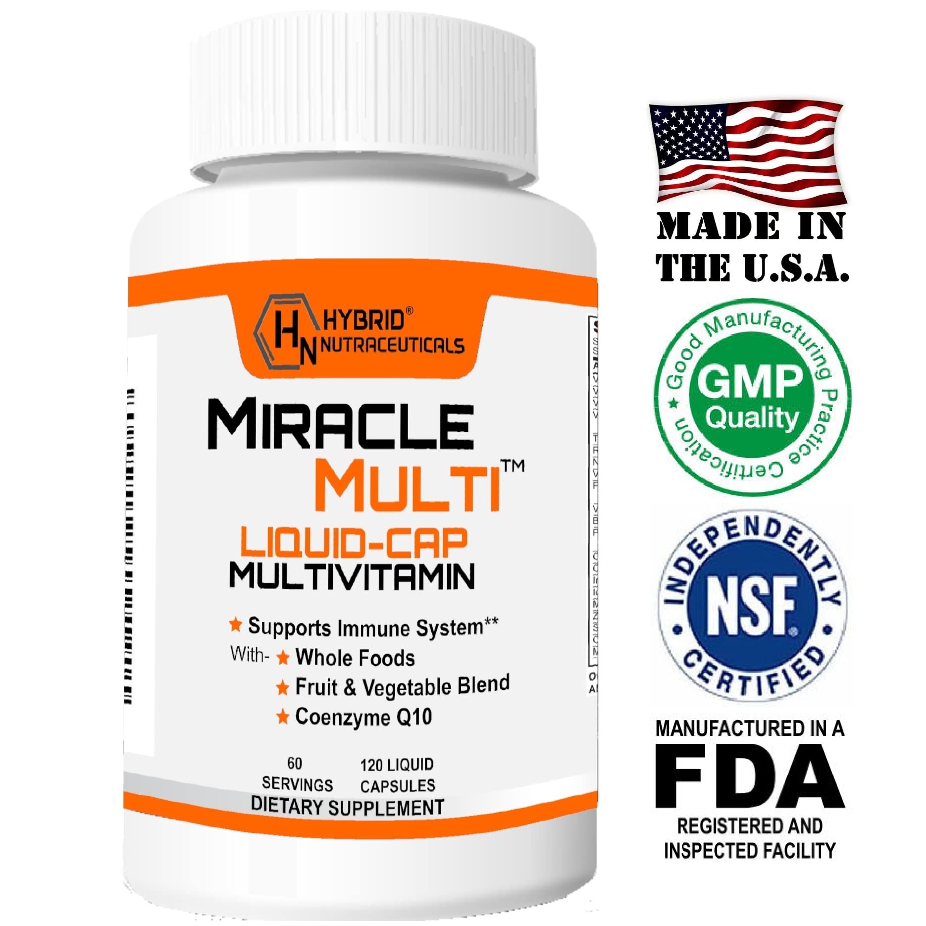 MiracleMulti highlights CoQ10 and B vitamins for daily energy.