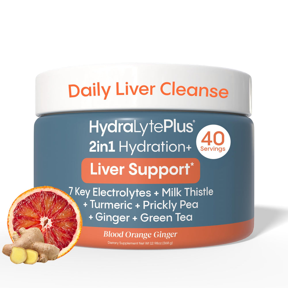 Hydralyte Liver Support packet highlighting liver friendly ingredients for daily hydration
