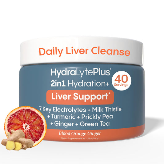 Hydralyte Liver Support packet highlighting liver friendly ingredients for daily hydration