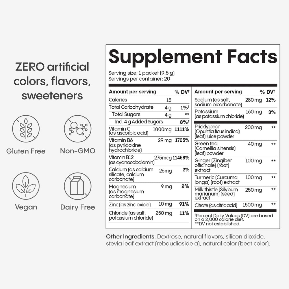 Hydralyte Liver Support with prickly pear sticks offering hydration with botanical benefits.