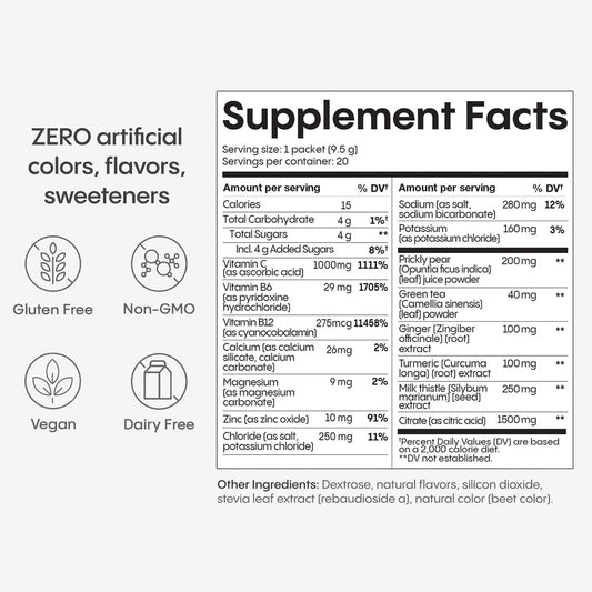 Hydralyte Liver Support with prickly pear sticks offering hydration with botanical benefits.