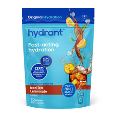 HYDRANT electrolyte powder in iced tea lemonade flavor for quick daily hydration