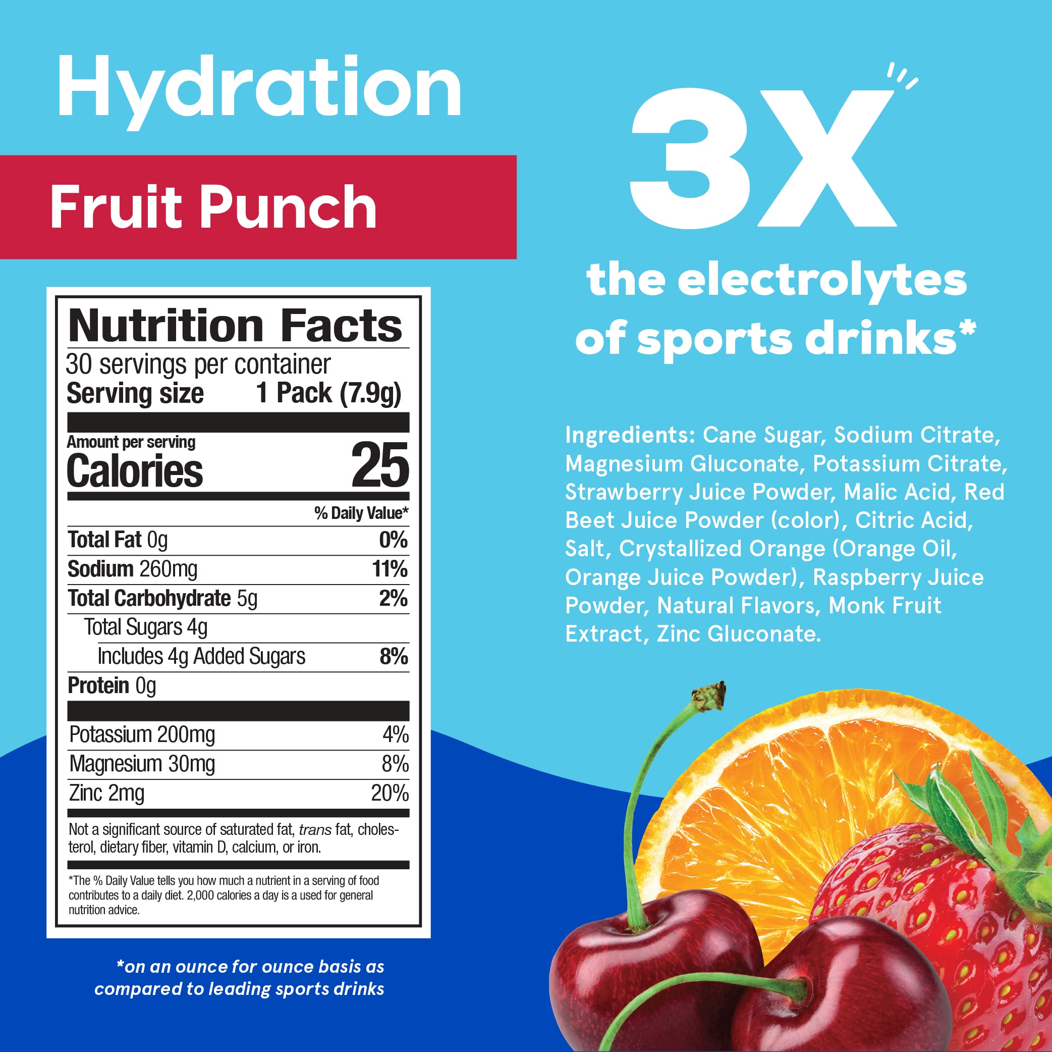 HYDRANT Fruit Punch powder dissolves quickly in water for easy hydration.