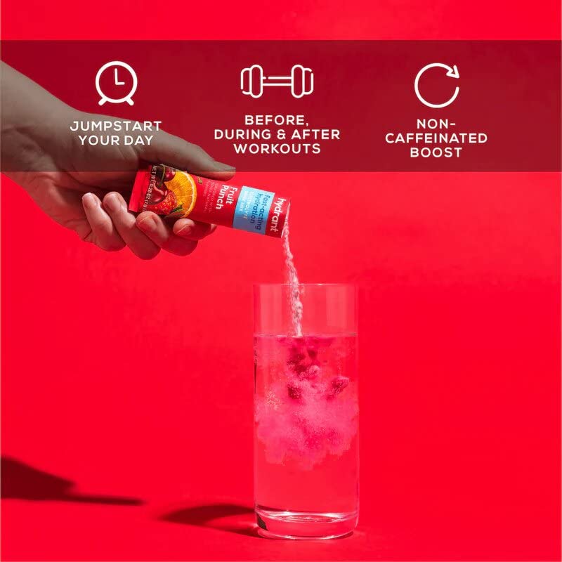 HYDRANT Fruit Punch workout scene highlights quick hydration during training.