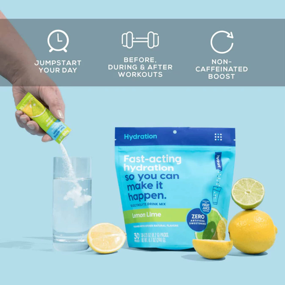 Hydrant Hydrate lemon lime prepared drink over ice demonstrating refreshing taste.