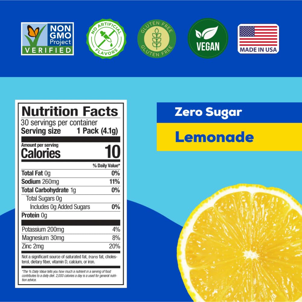 HYDRANT Lemonade label closeup showing balanced electrolytes in a convenient sachet