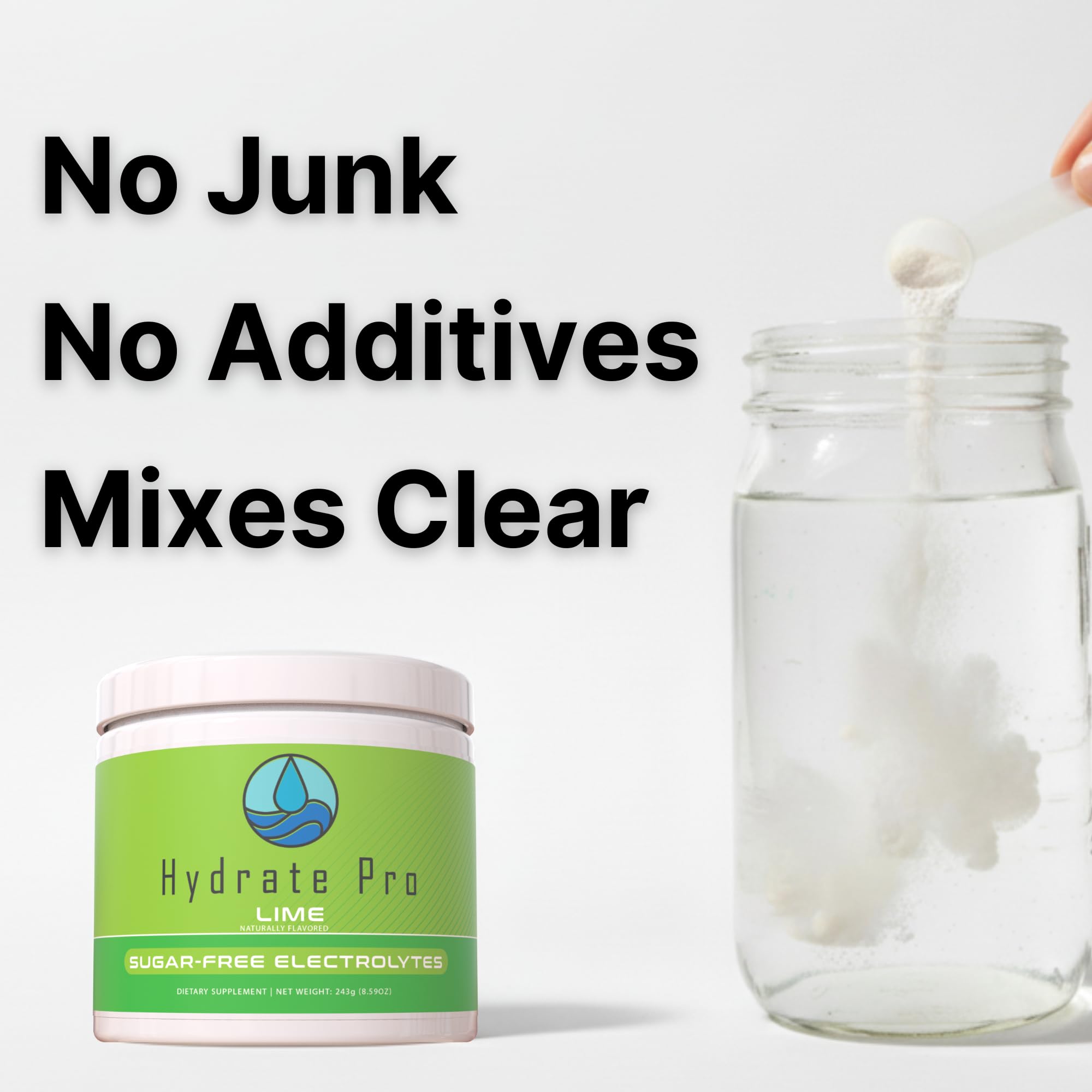 Hydrate Pro packaging front showcases clinical-grade electrolyte solution for everyday use.