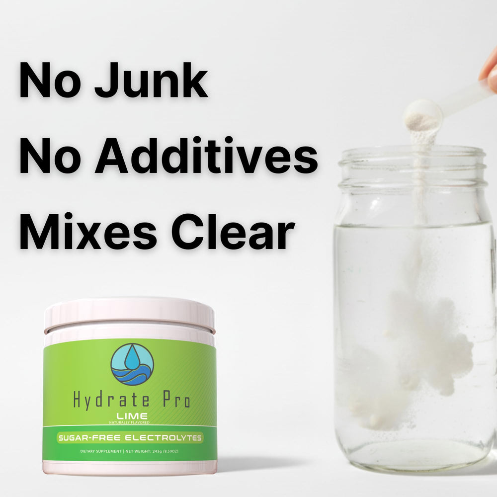 Hydrate Pro packaging front showcases clinical-grade electrolyte solution for everyday use.