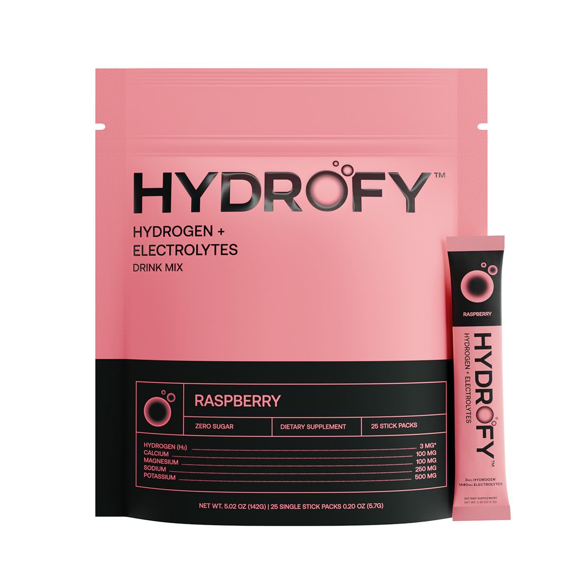 Hydrofy Raspberry hydration packet dissolving in water for sugar-free refreshment