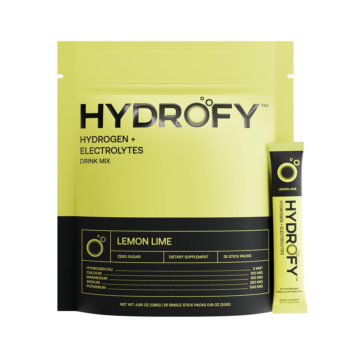 Hydrofy Lemon Lime hydration packet for refreshing daily hydration.