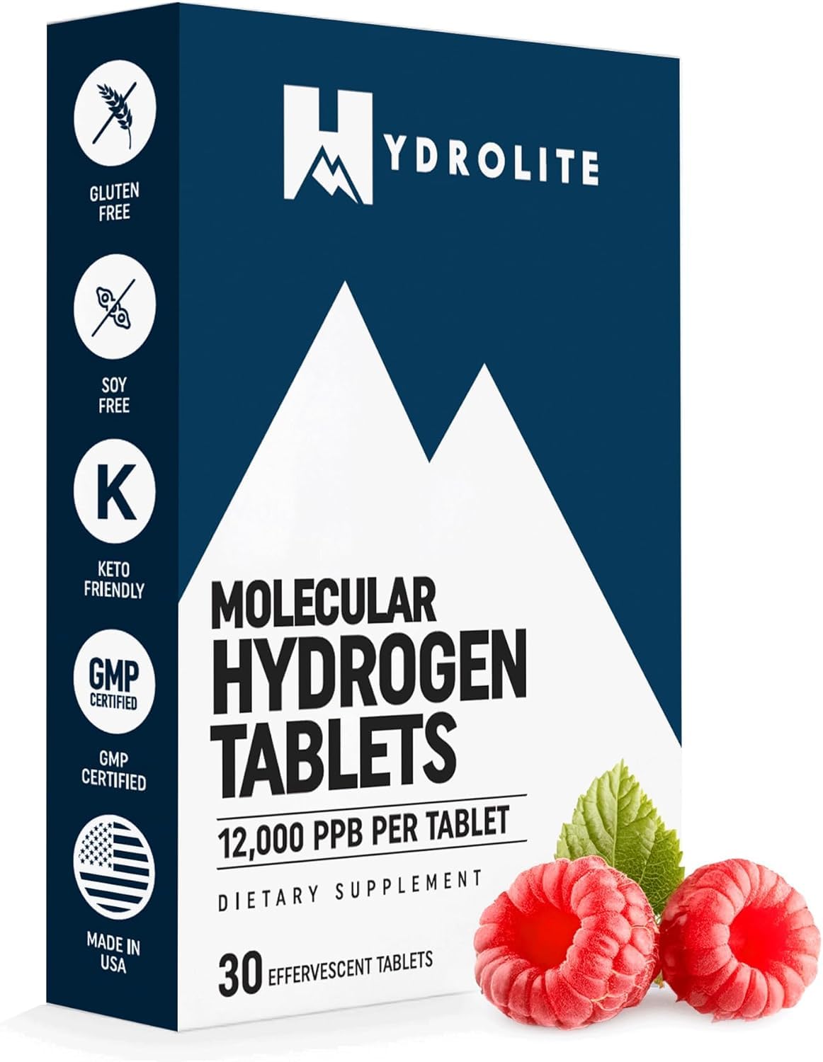 HydroLite Raspberry tablets in a bottle dissolving for refreshing hydration