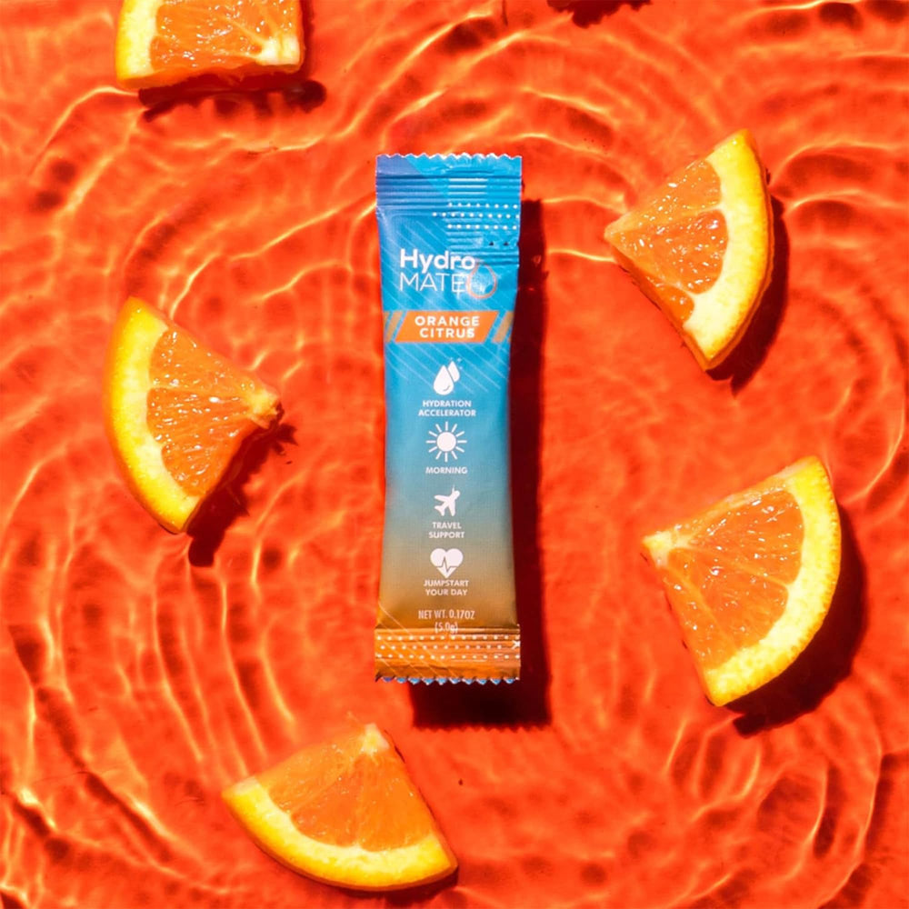 HydroMATE electrolytes vitamin C boost packet refreshing after activity.