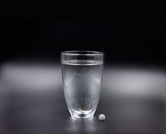 Hydrotab H2 glass with water, ready-to-consume beverage.