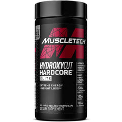 Hydroxycut Hardcore Elite bottle shown for daily energy support.