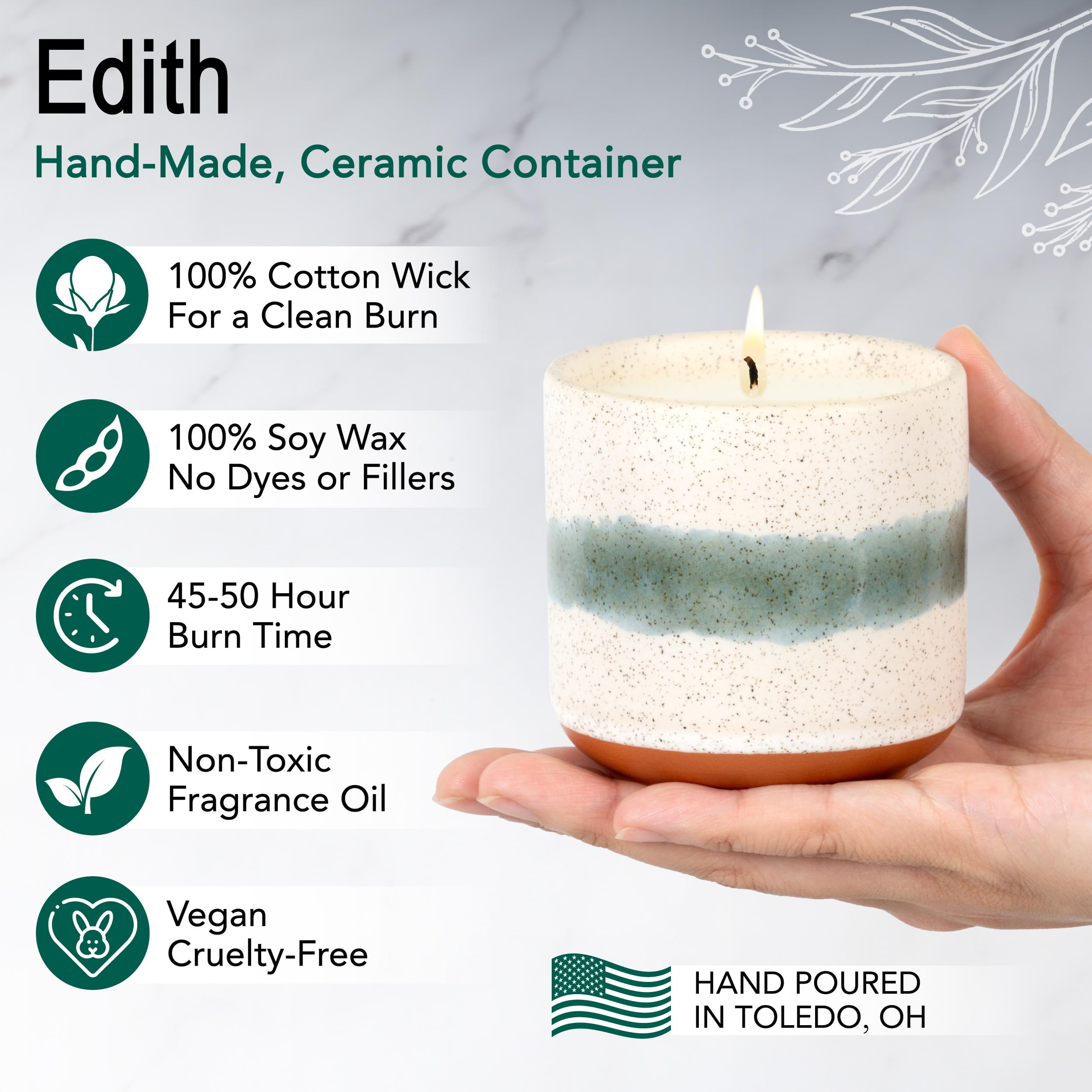 Hyggelight 8.5oz ceramic pot highlighting a stylish home accent with long-lasting lavender aroma.