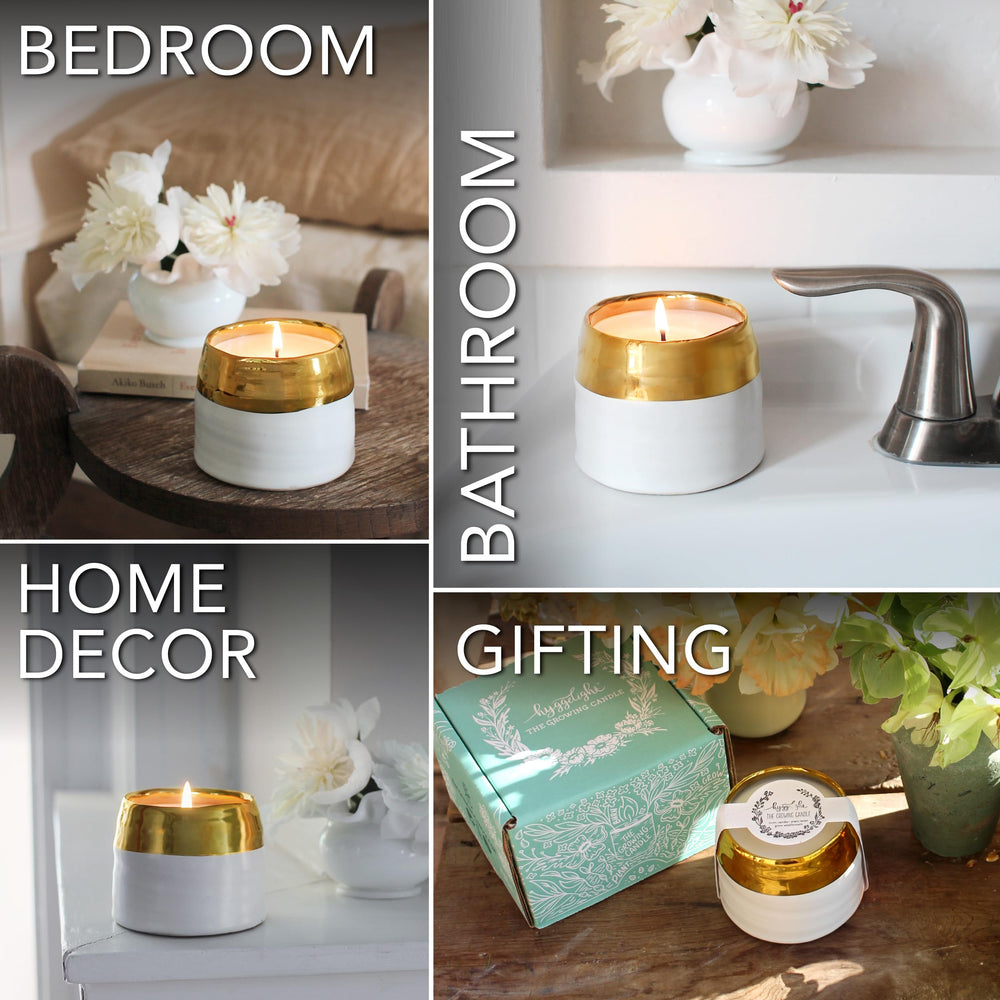 Hyggelight cream espresso candle closeup showing luxurious scent.