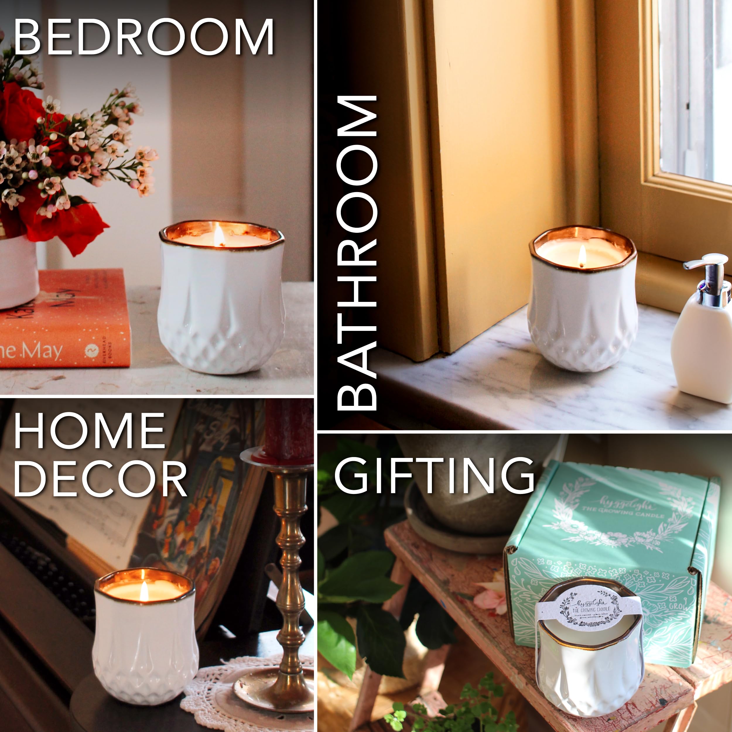 Soy wax with cotton wick provides clean, toxin-free fragrance.