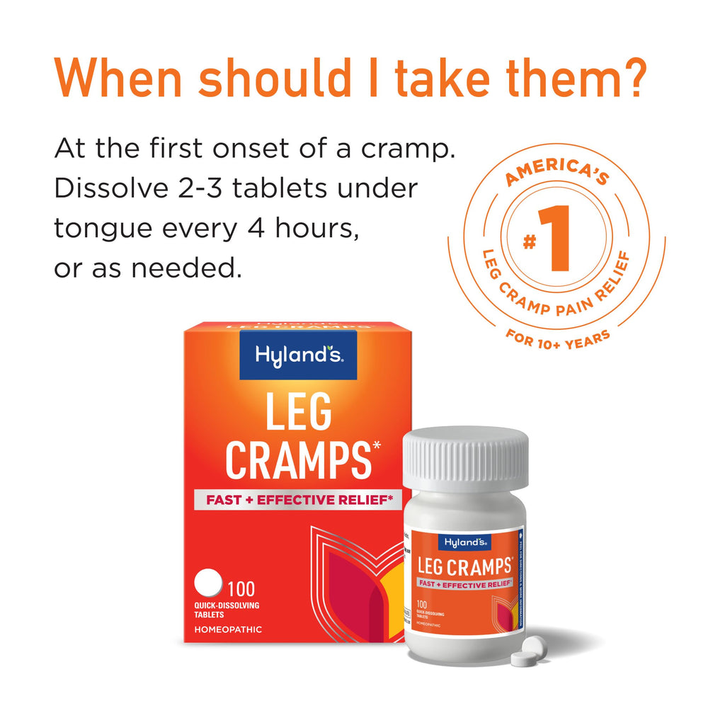 Hyland's brand packaging signals trusted heritage for leg cramps relief.