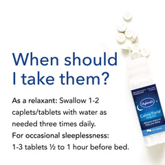 Hyland's Calms Forte bottle on nightstand ready for sleeplessness support