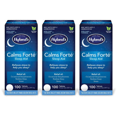 Hyland's Calms Forte sleep tablets bottle for gentle relief during nighttime