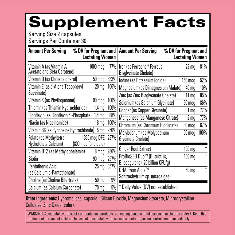 Hyland's Easy Morning Prenatal capsules-closeup highlighting vegan formula and essential nutrients.