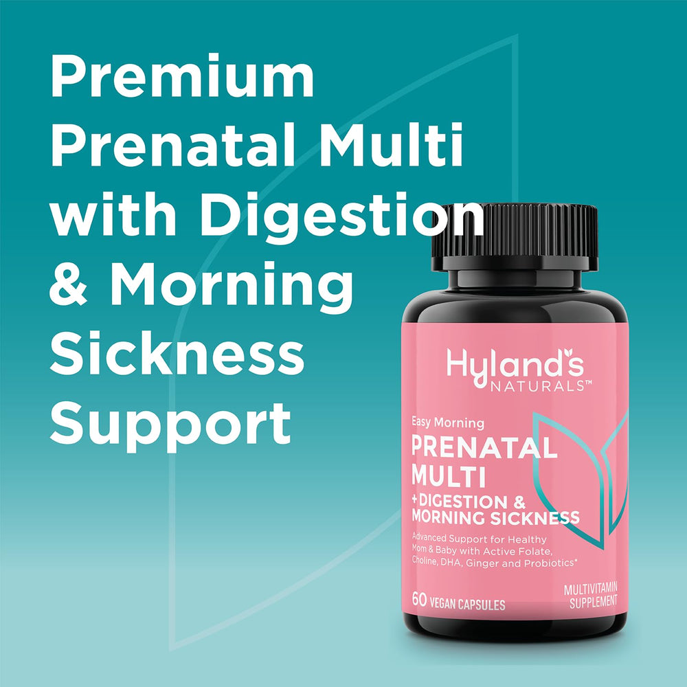 Hyland's Easy Morning Prenatal ginger-root visual for morning sickness relief possibilities.