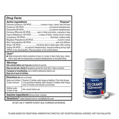 Hyland's Leg Cramps PM natural ingredients highlight for safer relief.