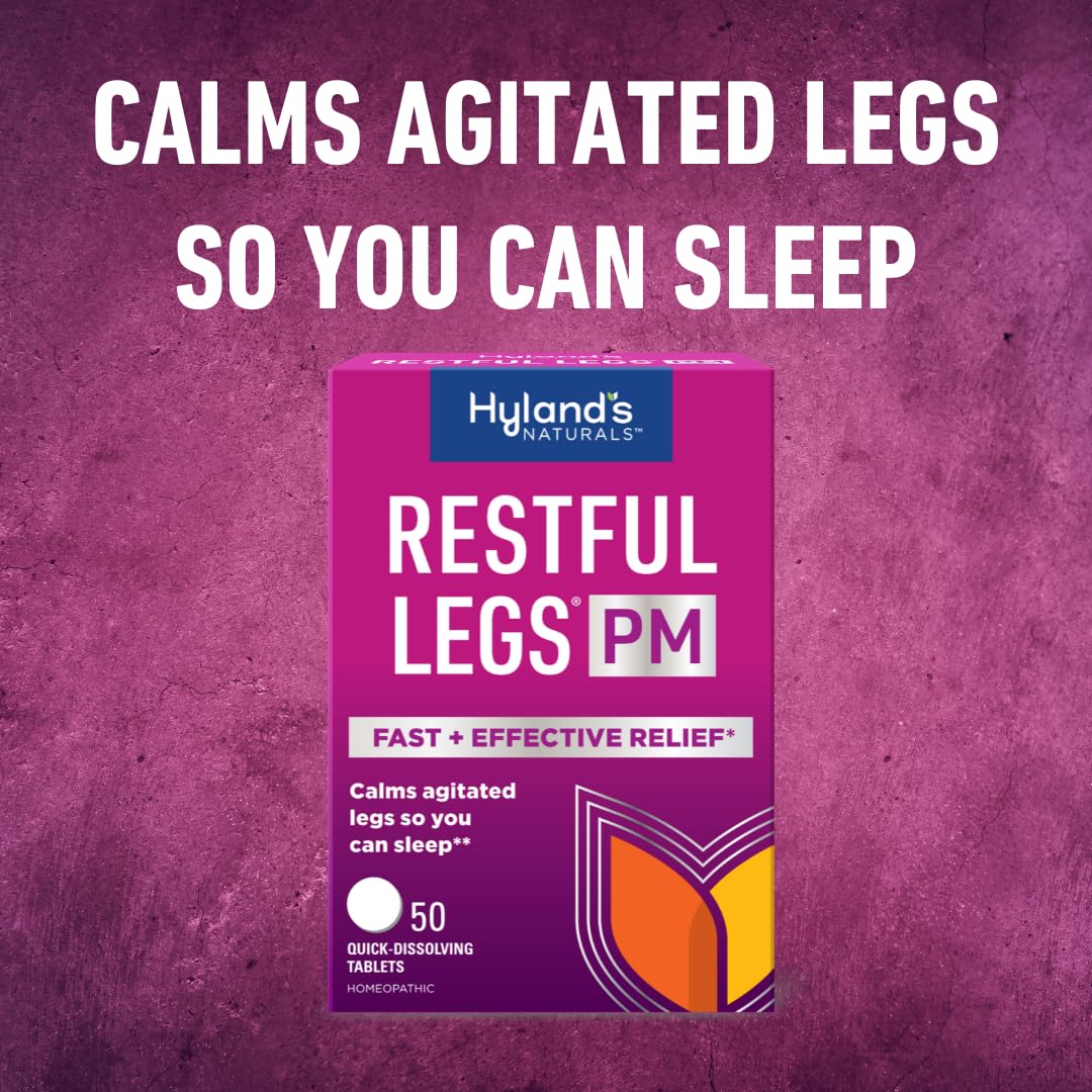 Hyland's Restful Legs PM nighttime formula bottle for gentle night relief