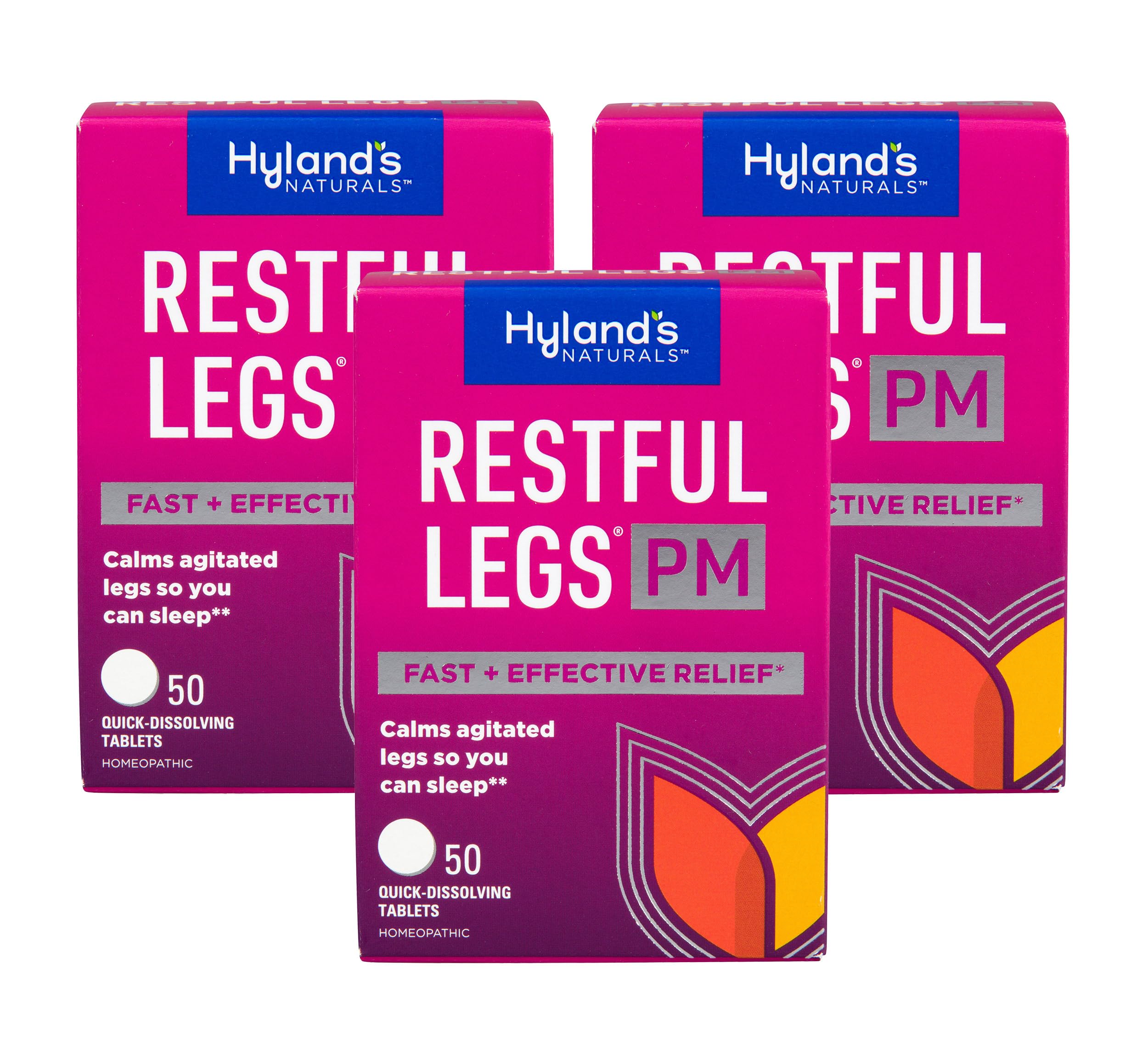 Hyland's Restful Legs PM pack3 display highlighting value sleep support