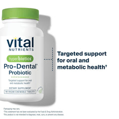 Hyperbiotics Pro Dental dairy-free BLIS K12 and M18 strains support oral balance.