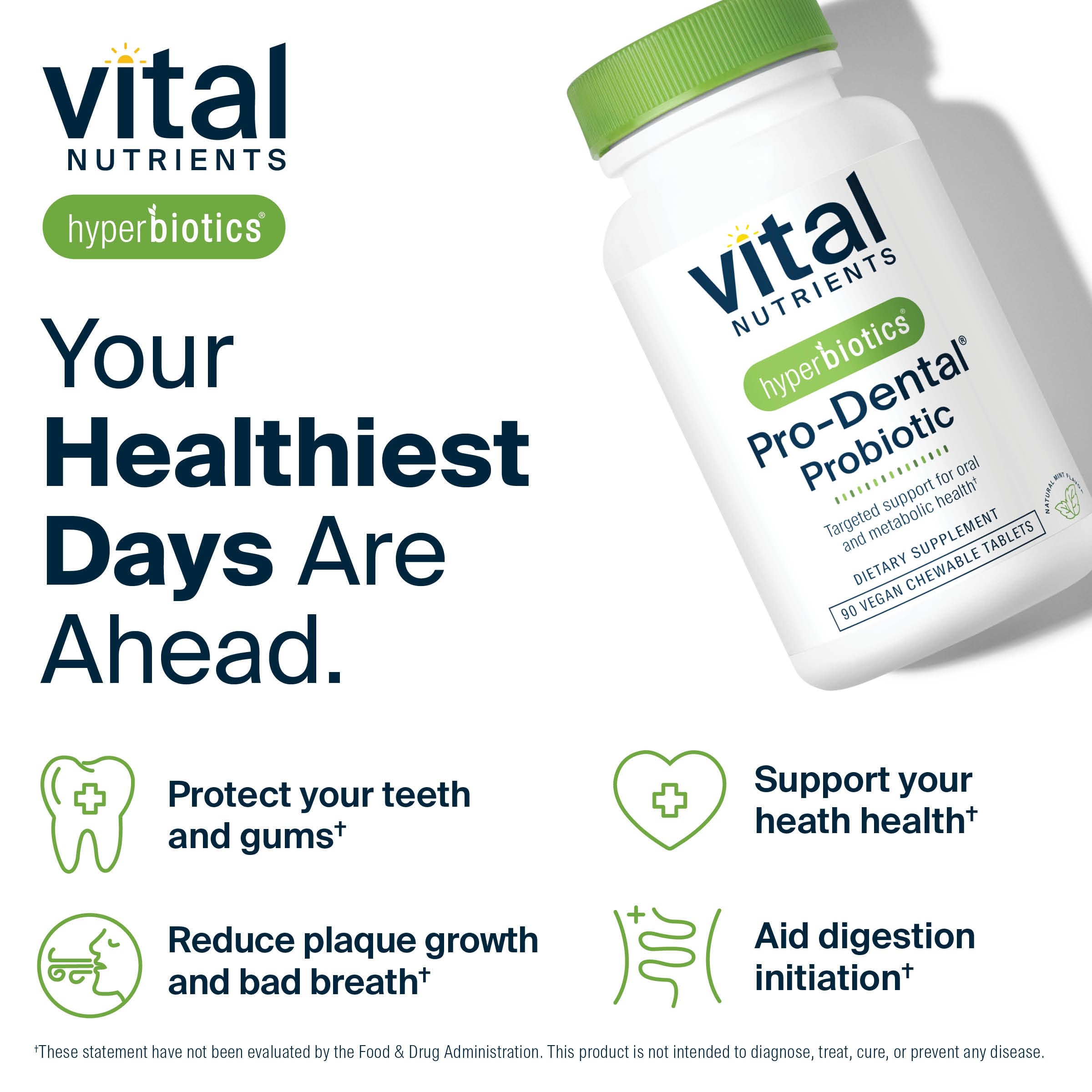 Hyperbiotics Pro Dental non-GMO badge emphasizes product purity and quality.
