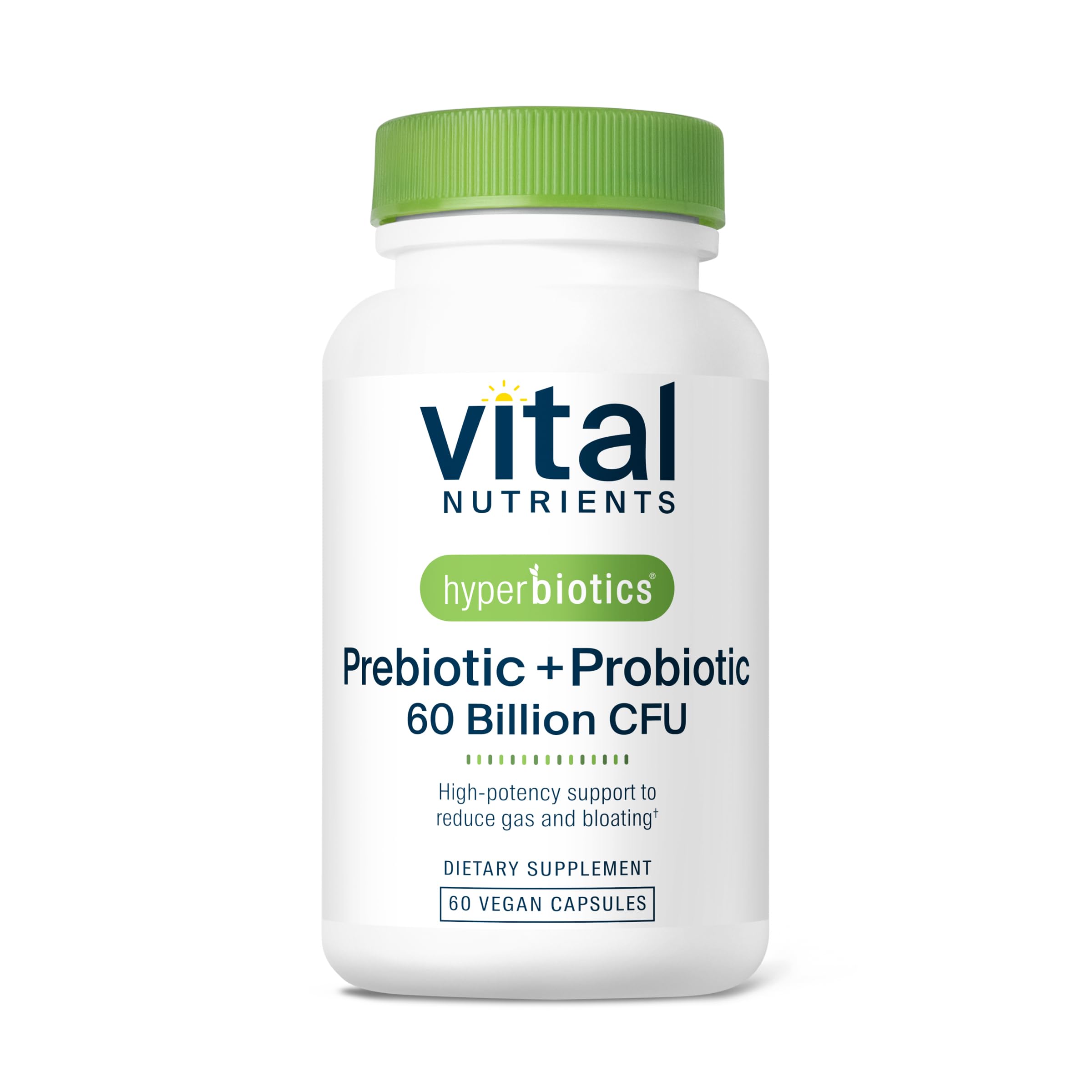 Hyperbiotics Vital Nutrients bottle front with vegan capsules for daily support.