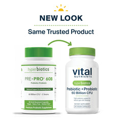 NSF testing badge and Hyperbiotics Vital Nutrients package.