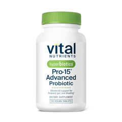 Hyperbiotics Vital Nutrients Pro-15 bottle front for balanced digestion.