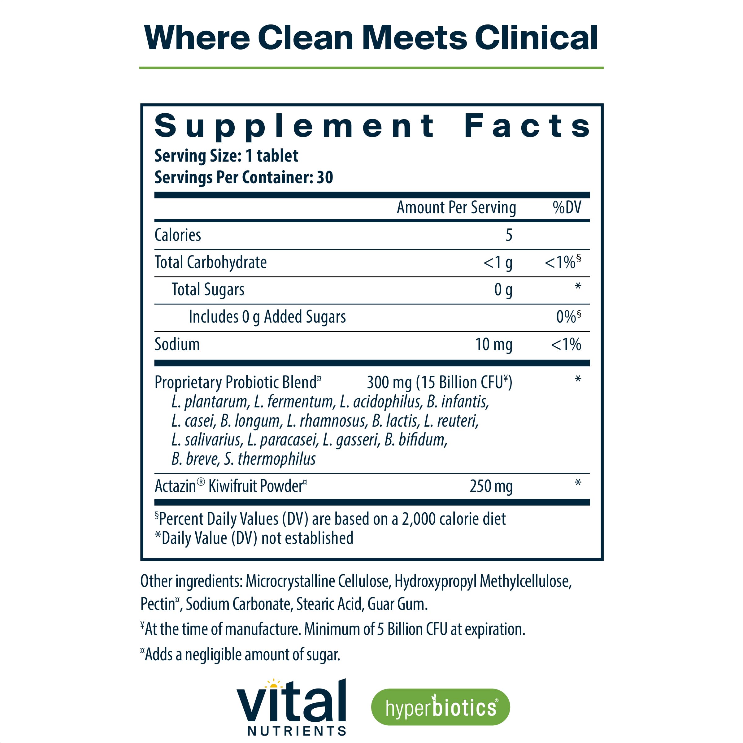 Hyperbiotics Vital Nutrients Pro-15 capsules in bottle for daily digestive support.