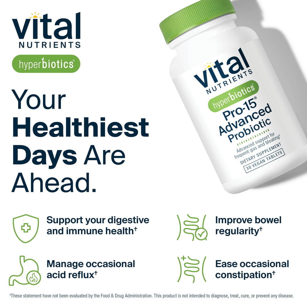 Hyperbiotics Vital Nutrients Pro-15 NSF-certified facility badge.