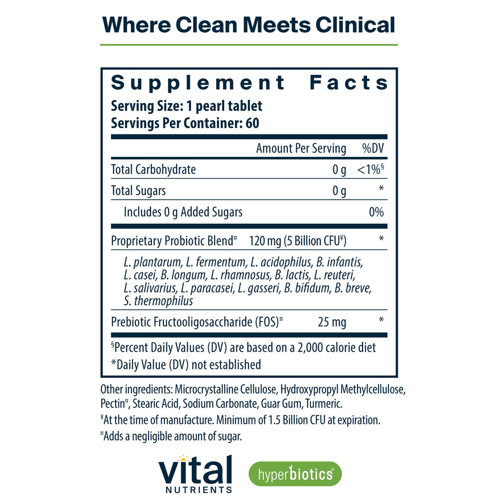 Hyperbiotics Vital Nutrients Pro-15 pearls close-up highlighting time-release technology.