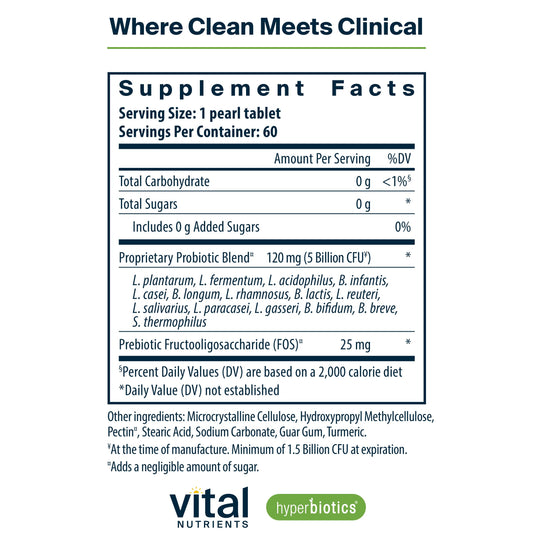 Hyperbiotics Vital Nutrients Pro-15 pearls close-up highlighting time-release technology.